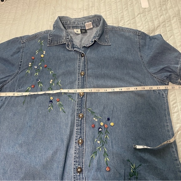 Studio West Denim Embroidered Button Up Shirt- Large - Picture 8 of 9